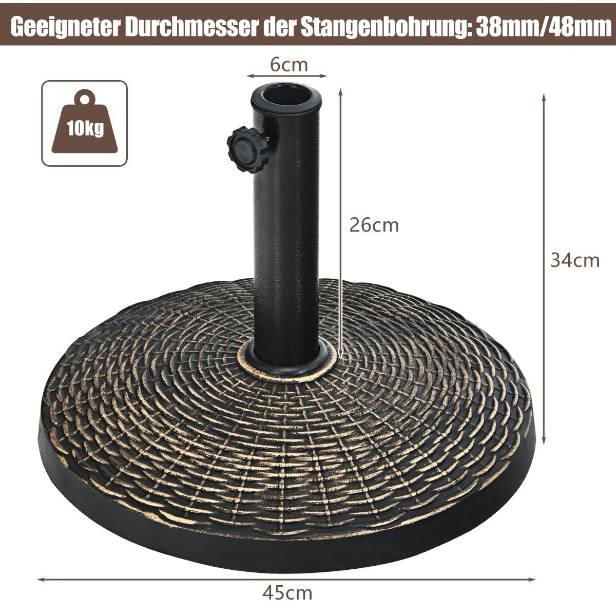 Resin parasol base with 46 cm diameter bronze