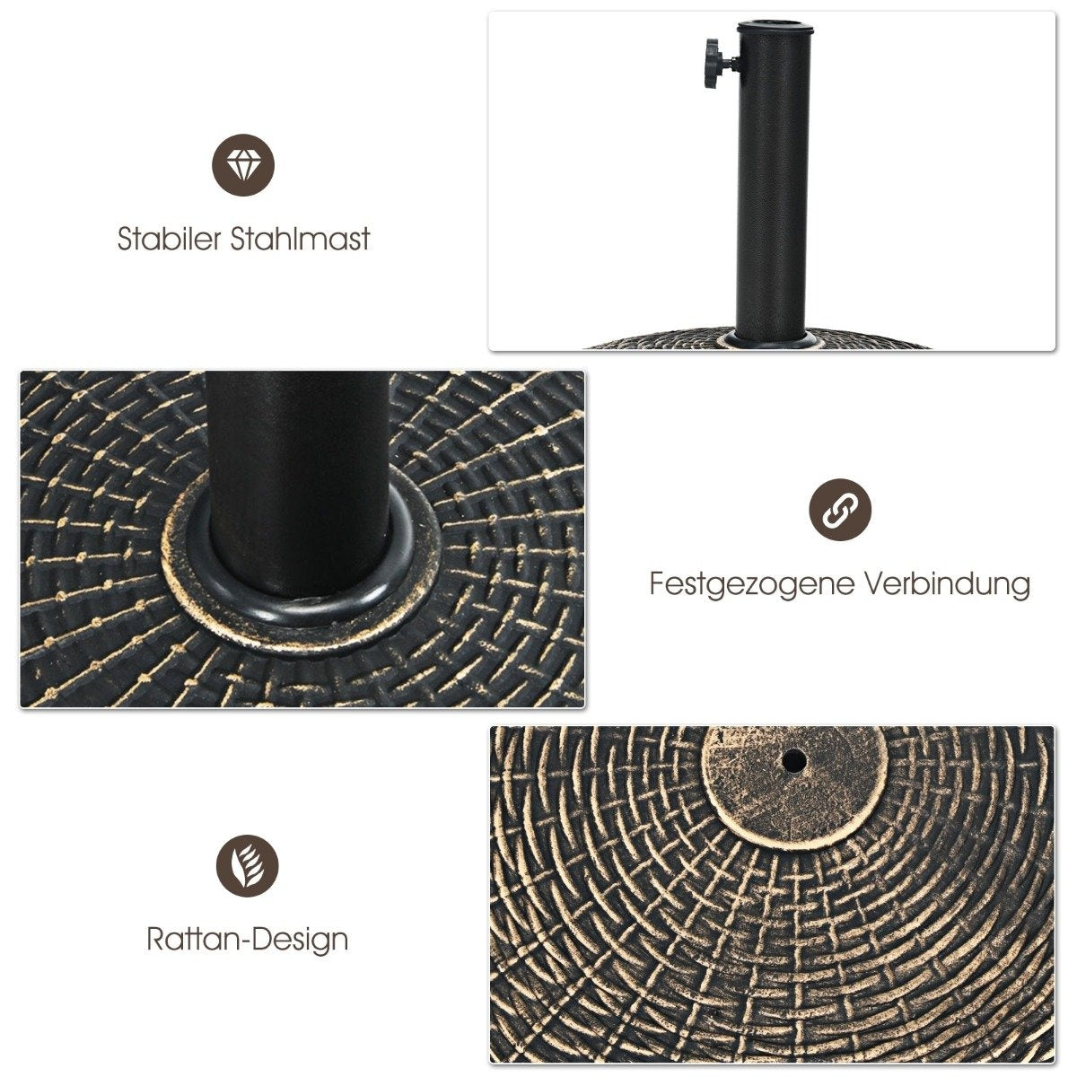 Resin parasol base with 46 cm diameter bronze