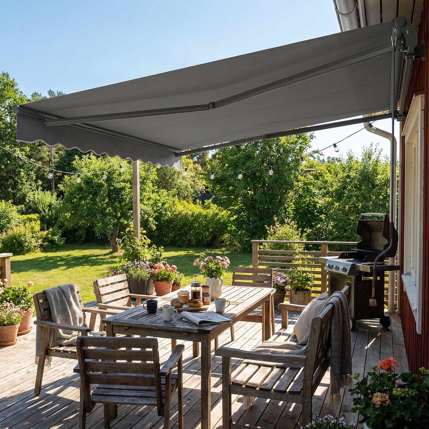 Retractable Awning, 10m², Dark Grey, Manual Crank