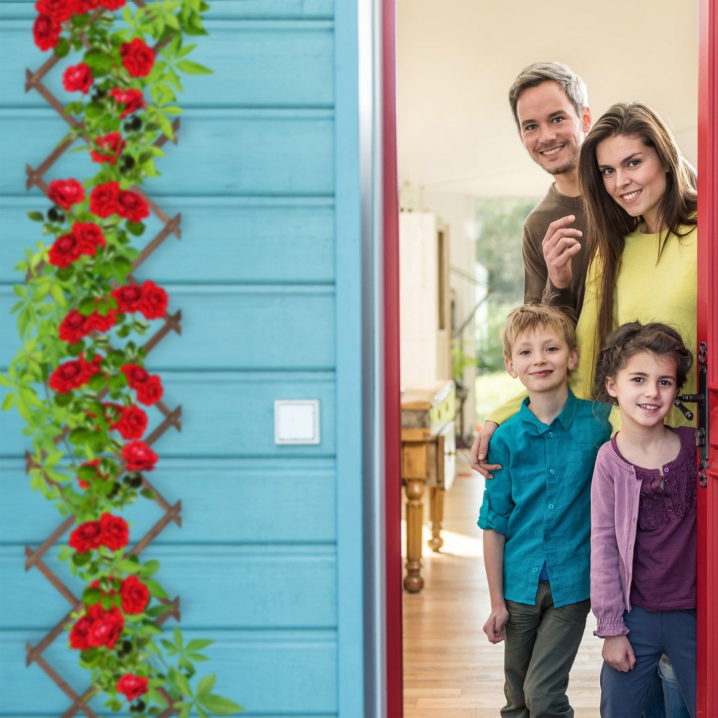 Retractable trellis in wood, set of 3