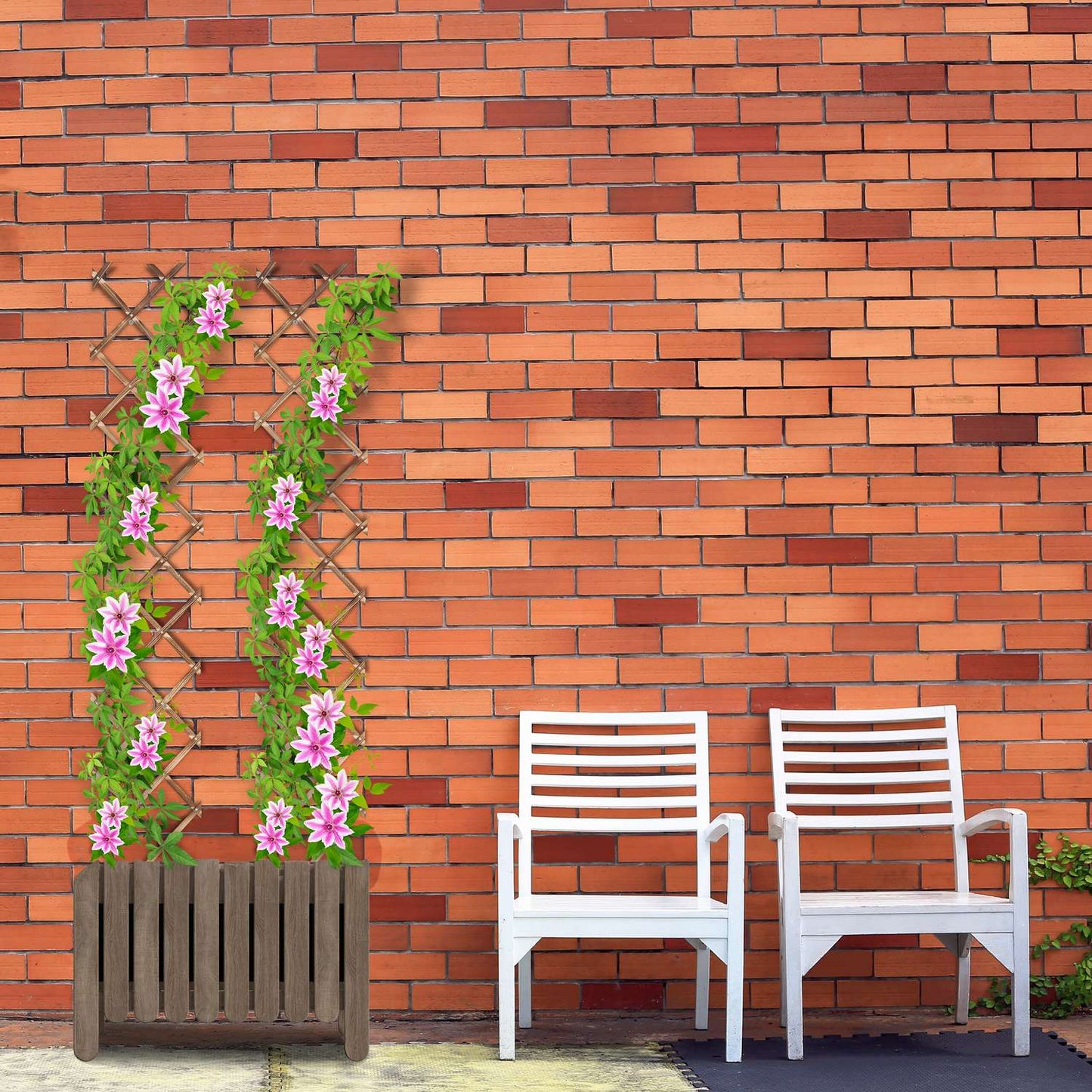 Retractable trellis in wood, set of 3