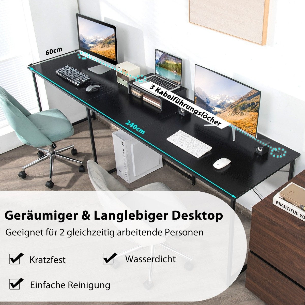 Reversible L-Shaped Computer Desk with Monitor Stand