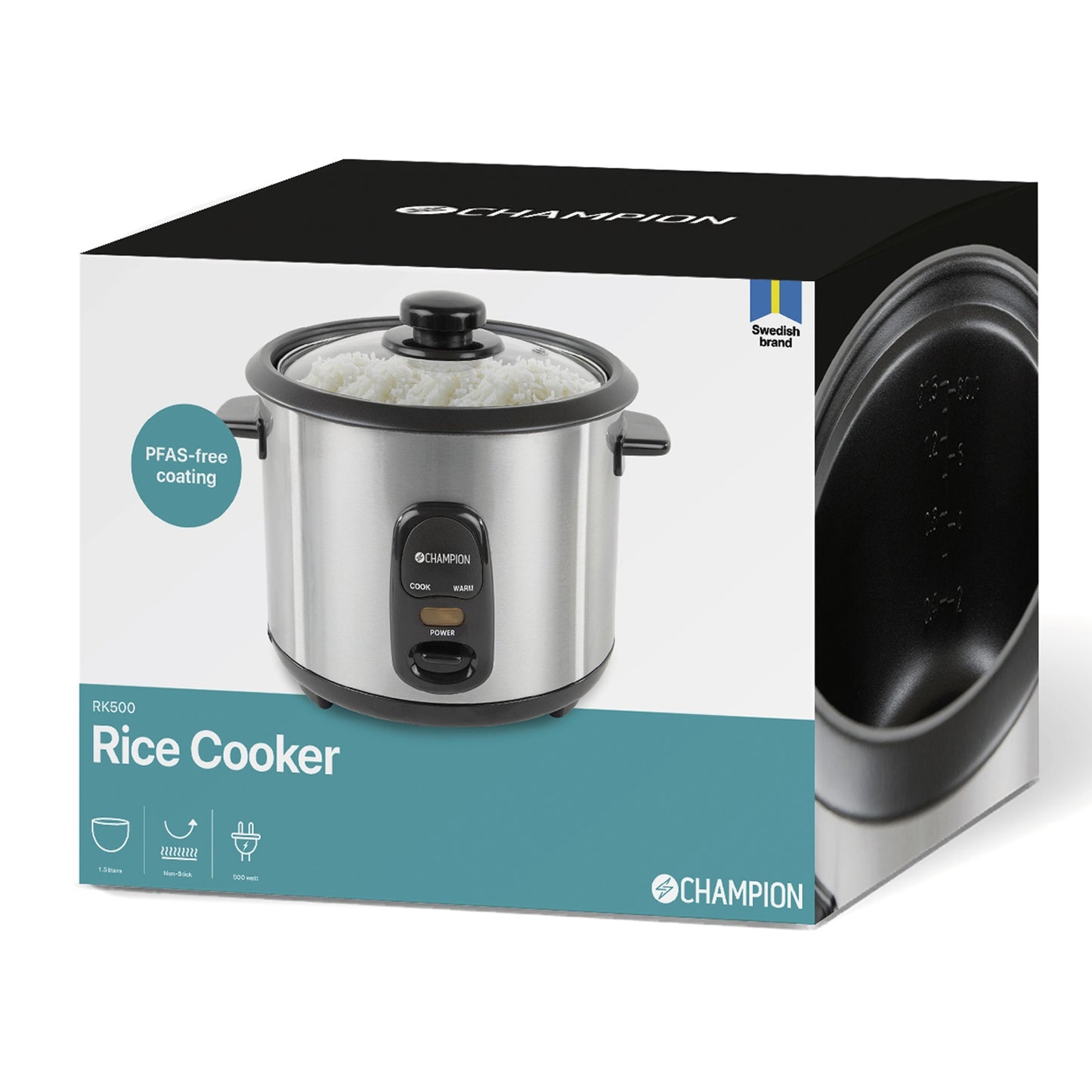 Rice cooker Ceramic 1.5L 500W RK500 Stainless