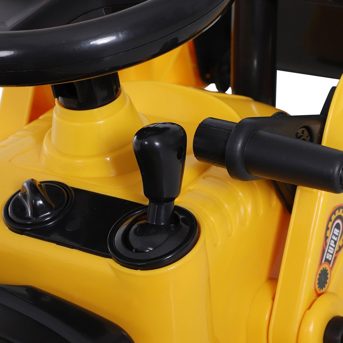 Excavator for children with storage and horn, yellow/black