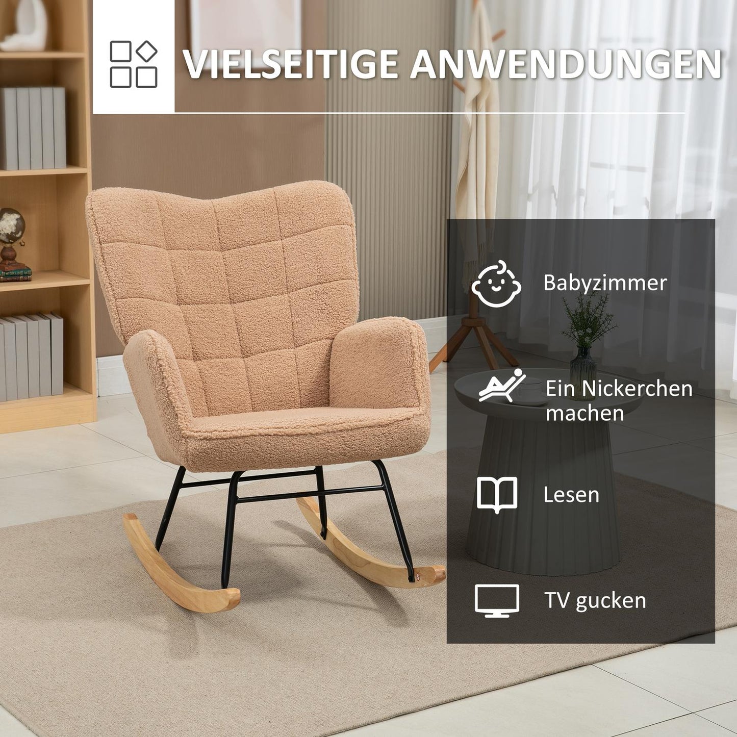 Brown lambskin-Look relaxing chair - 120 kg capacity
