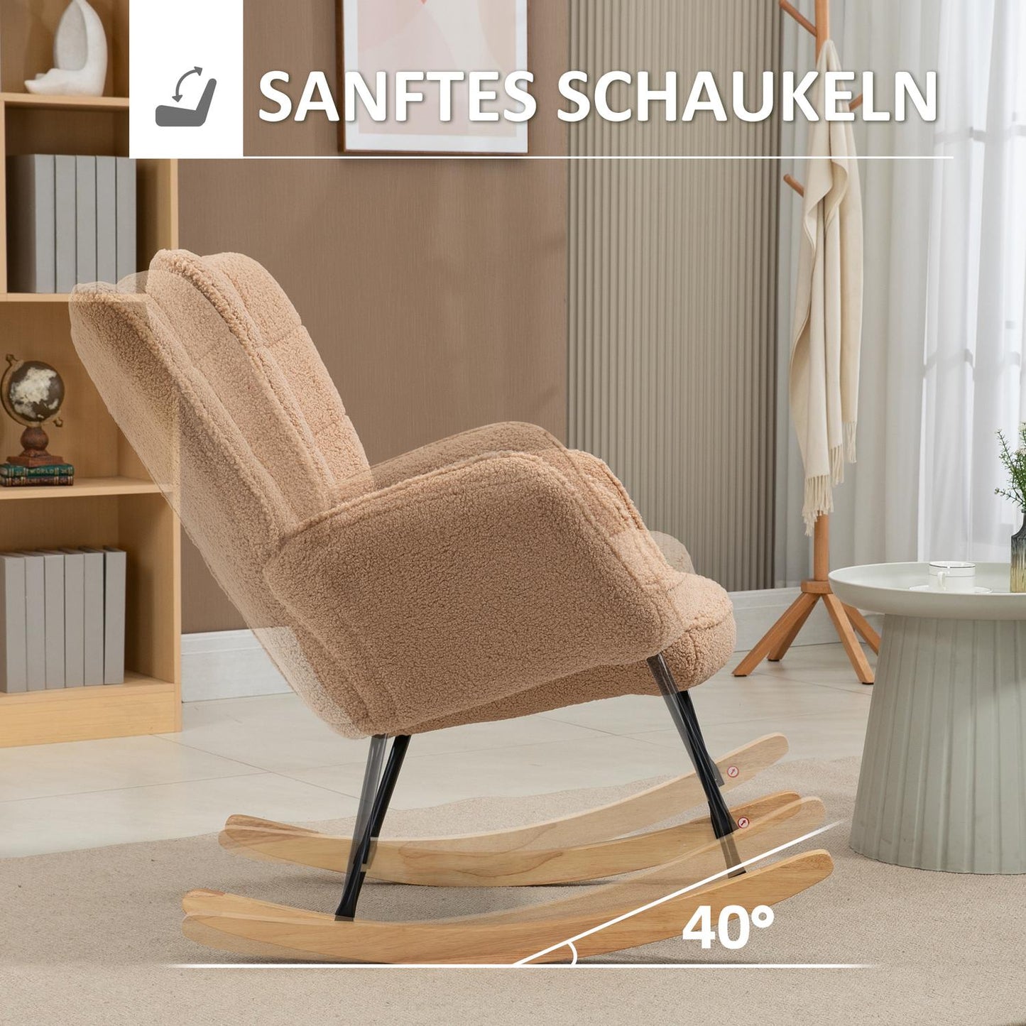 Brown lambskin-Look relaxing chair - 120 kg capacity