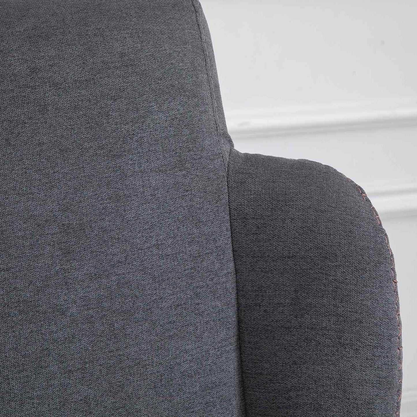 Dark gray rocking chair in linen - rubber wood, 90-135° tilt