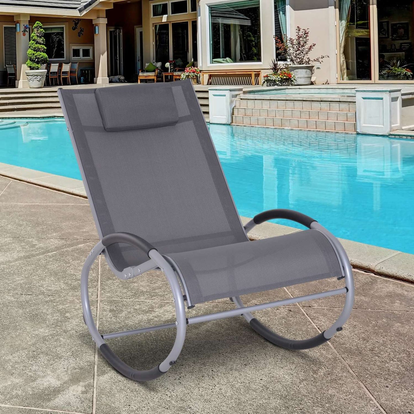 Garden Swing Lounger with cushion, weatherproof aluminium