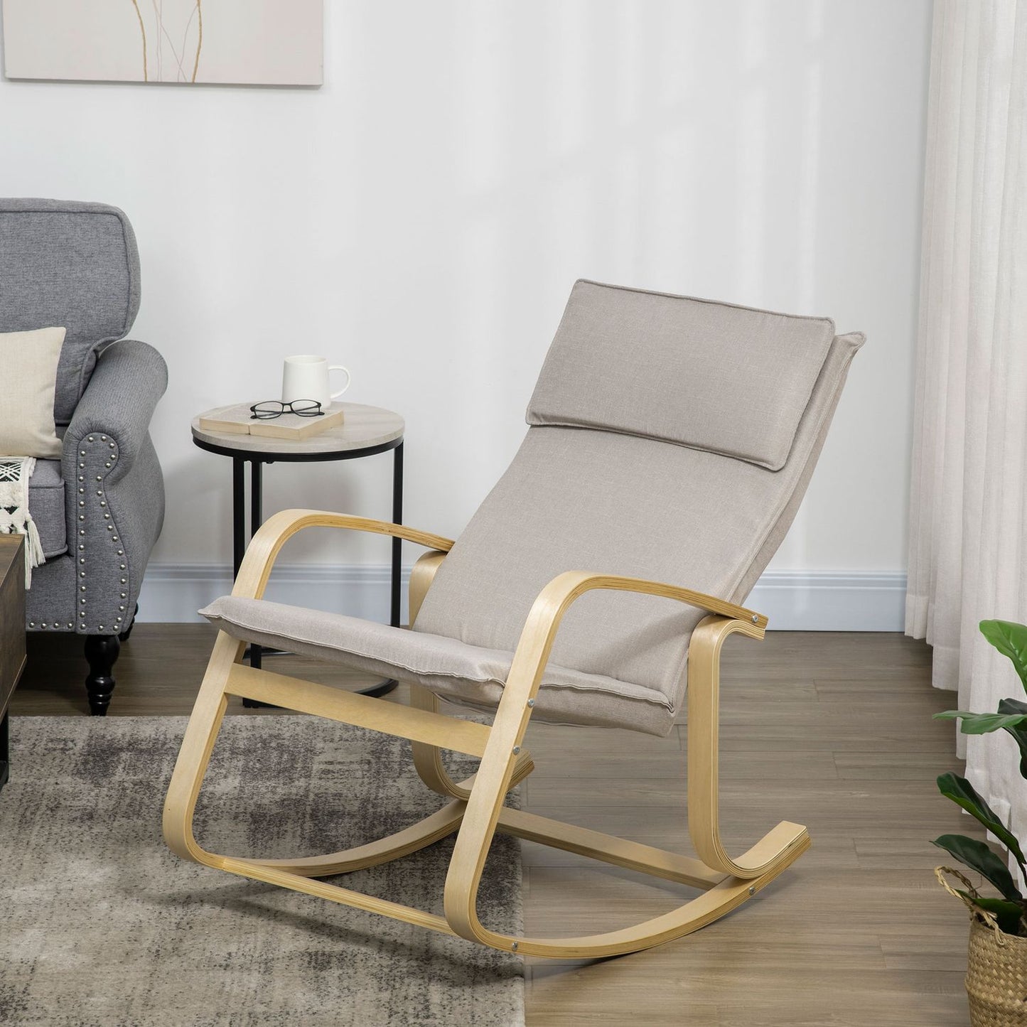 Rocking chair with cushion for living room, 120 kg capacity
