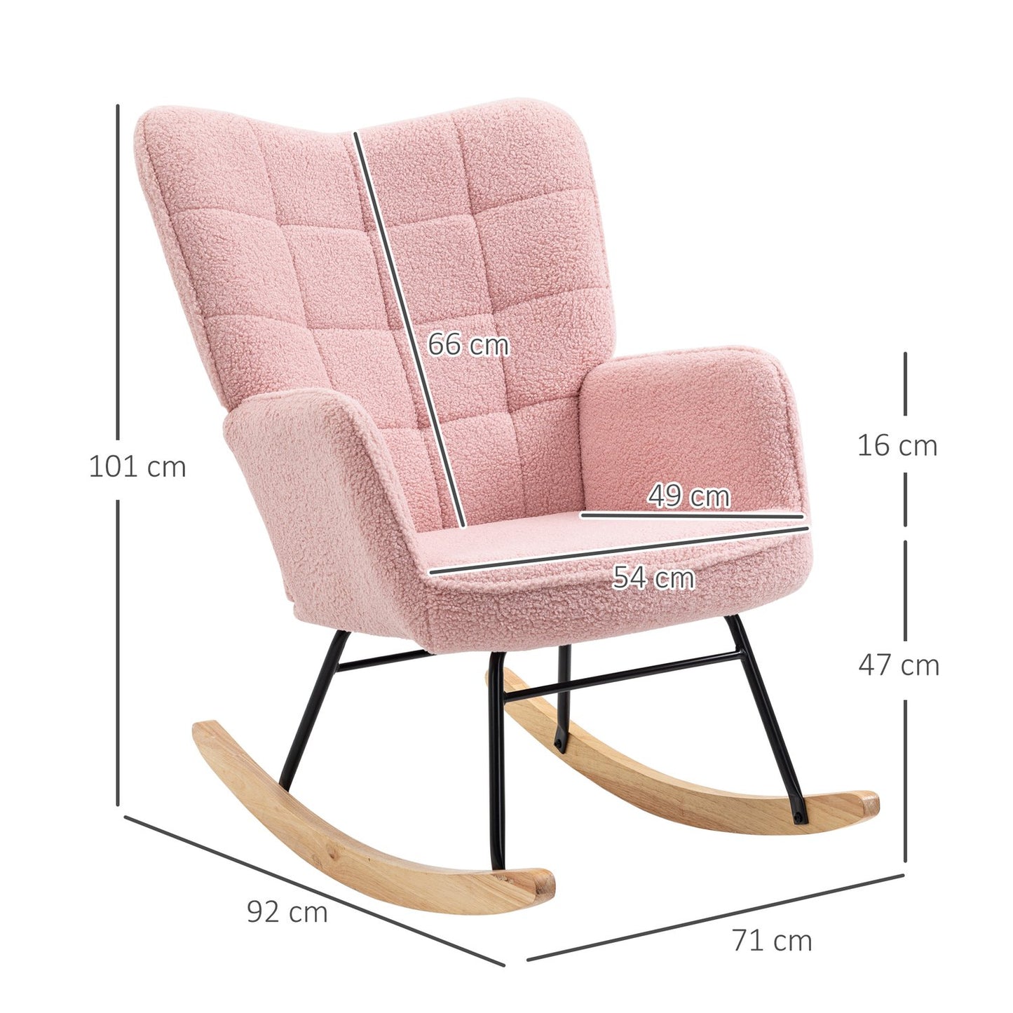 Pink rocking chair imitation lambskin - Holds up to 120 kg