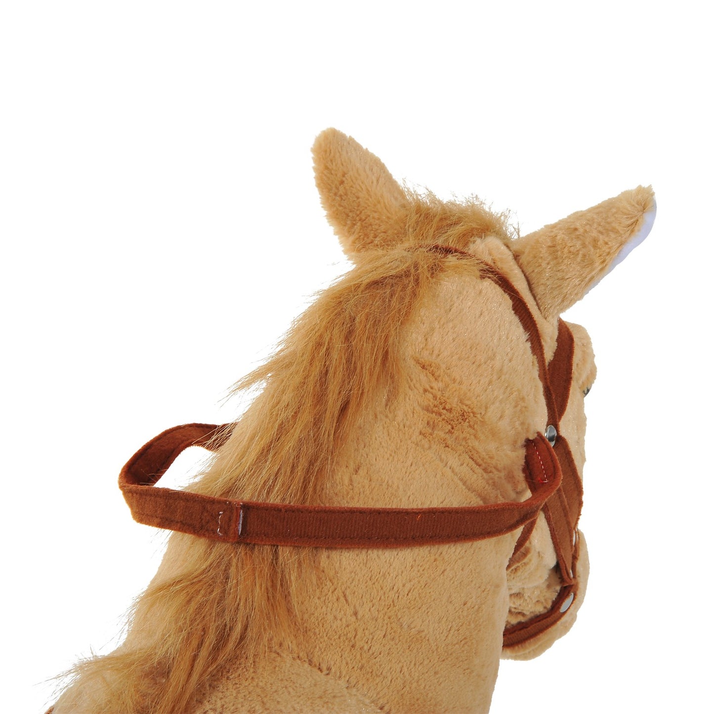 Plush rocking horse with sound for children, Beige, 85 cm