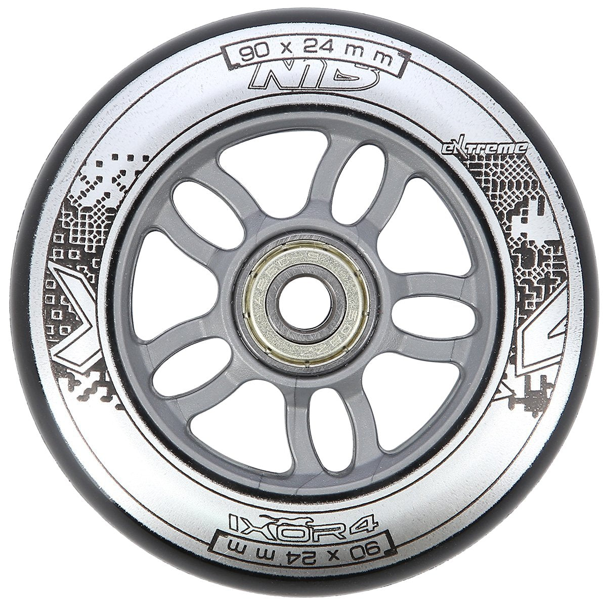 Roller Skate Wheels 90x24 82A Black + ABEC-9 Bearings Set