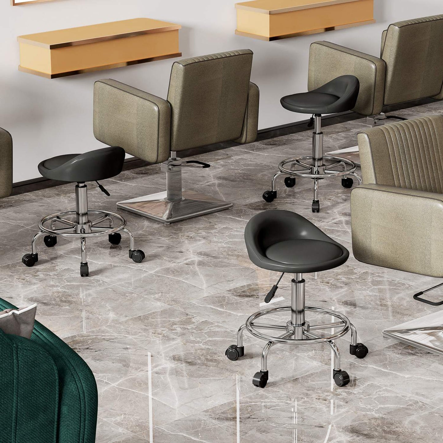 Adjustable height Swivel stool with backrest, black, 59-75 cm