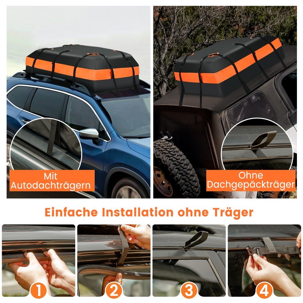 Roof luggage bag for all vehicles Roof box with 450 L capacity