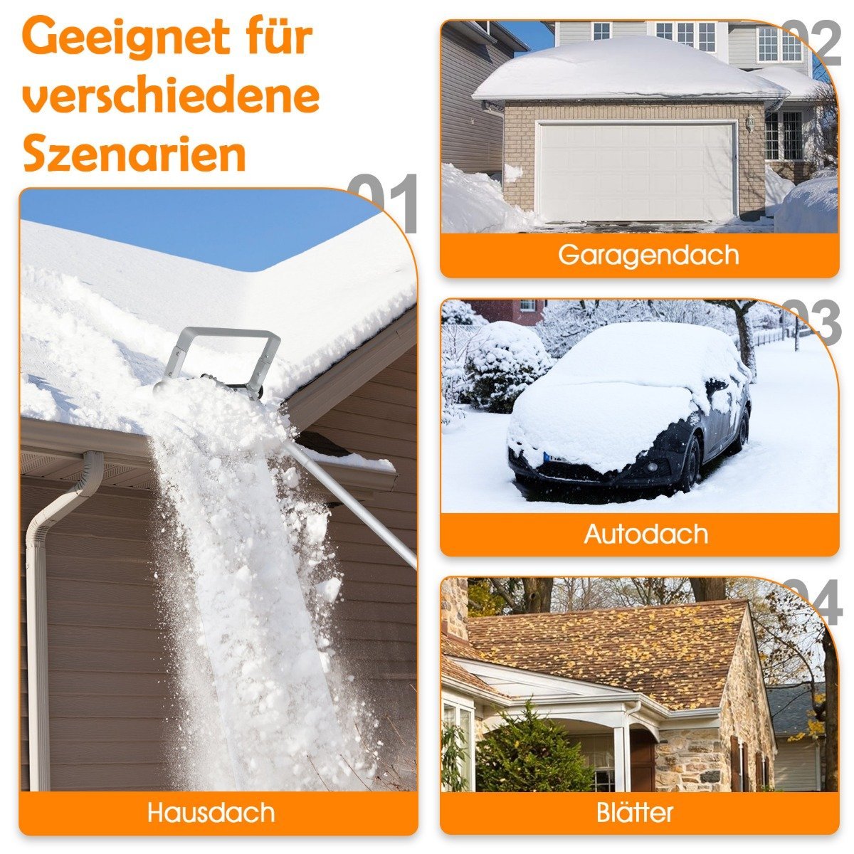 Roof snow clearer with wheels aluminum roof snow shovel snow shovel roof clearer