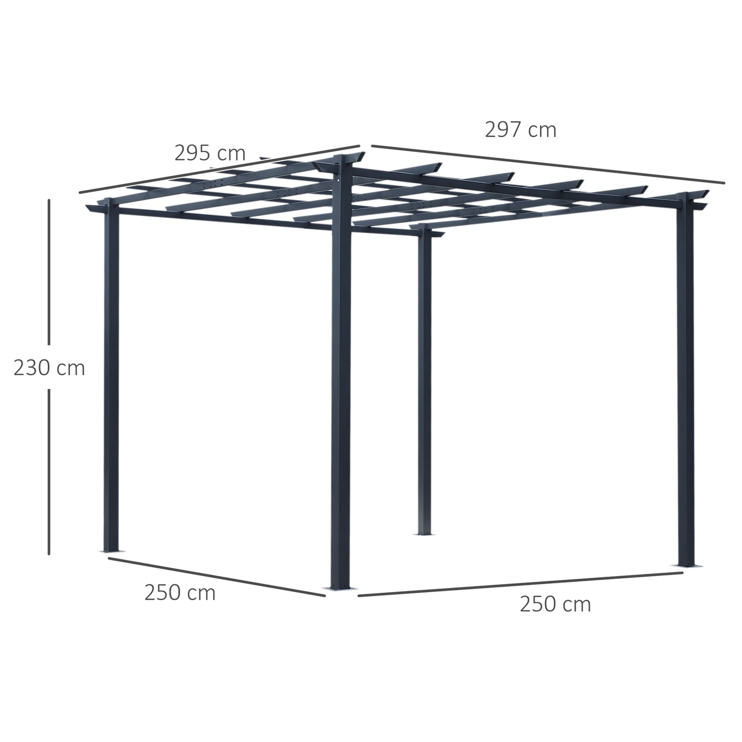 Black Metal Garden Arch Trellis, Weather Resistant, 2.97x2.95x2.3M