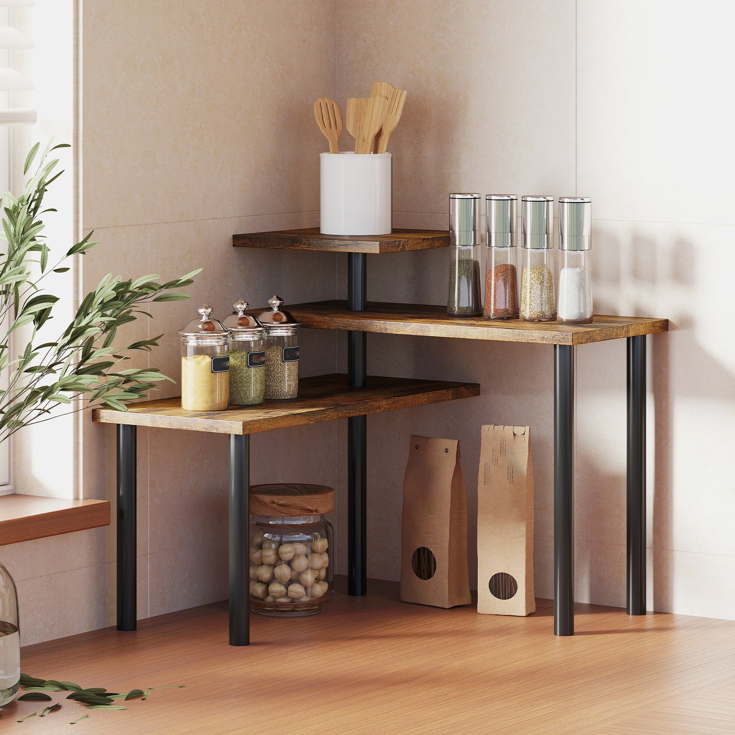 Rotating 3-Tier Kitchen Shelf, Metal, 40 x 18 x 36.5 cm