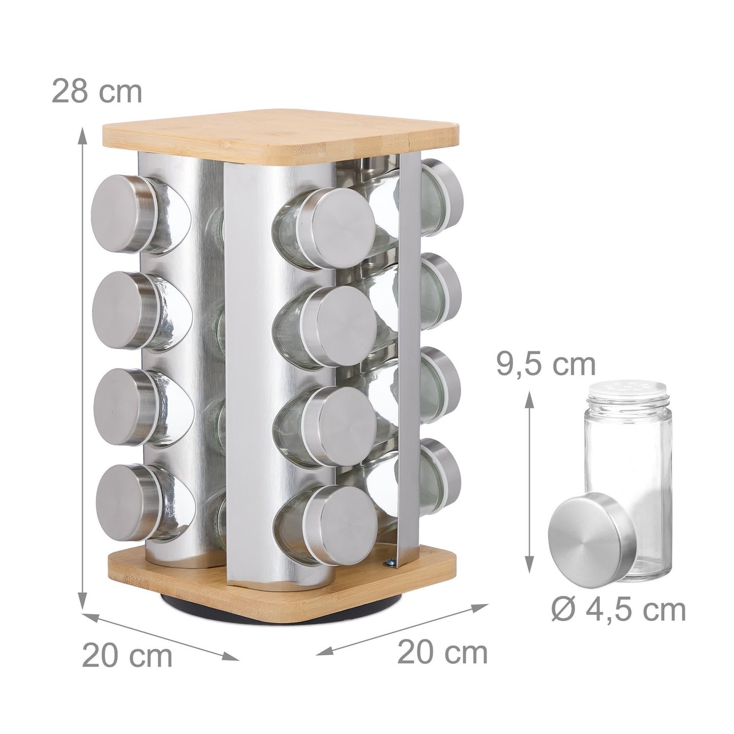 Rotating spice carousel with 16 glasses
