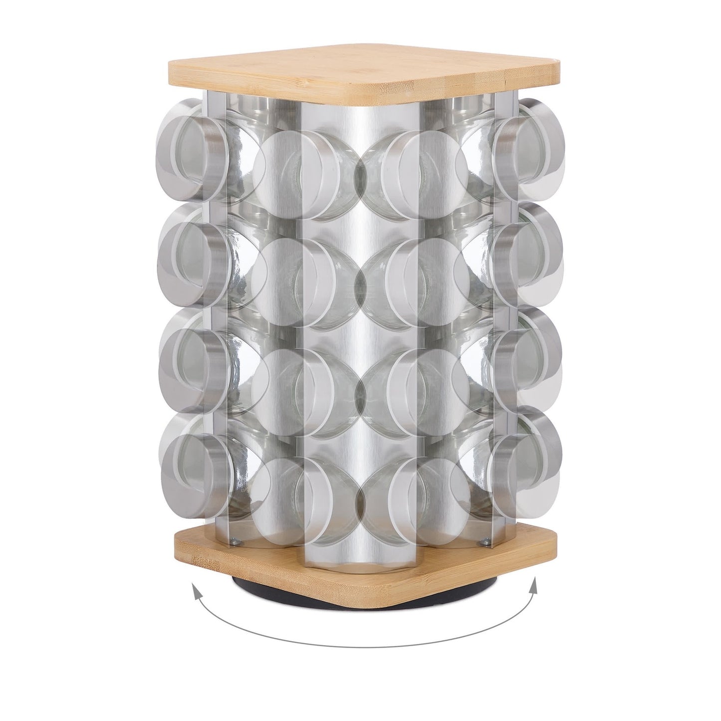 Rotating spice carousel with 16 glasses