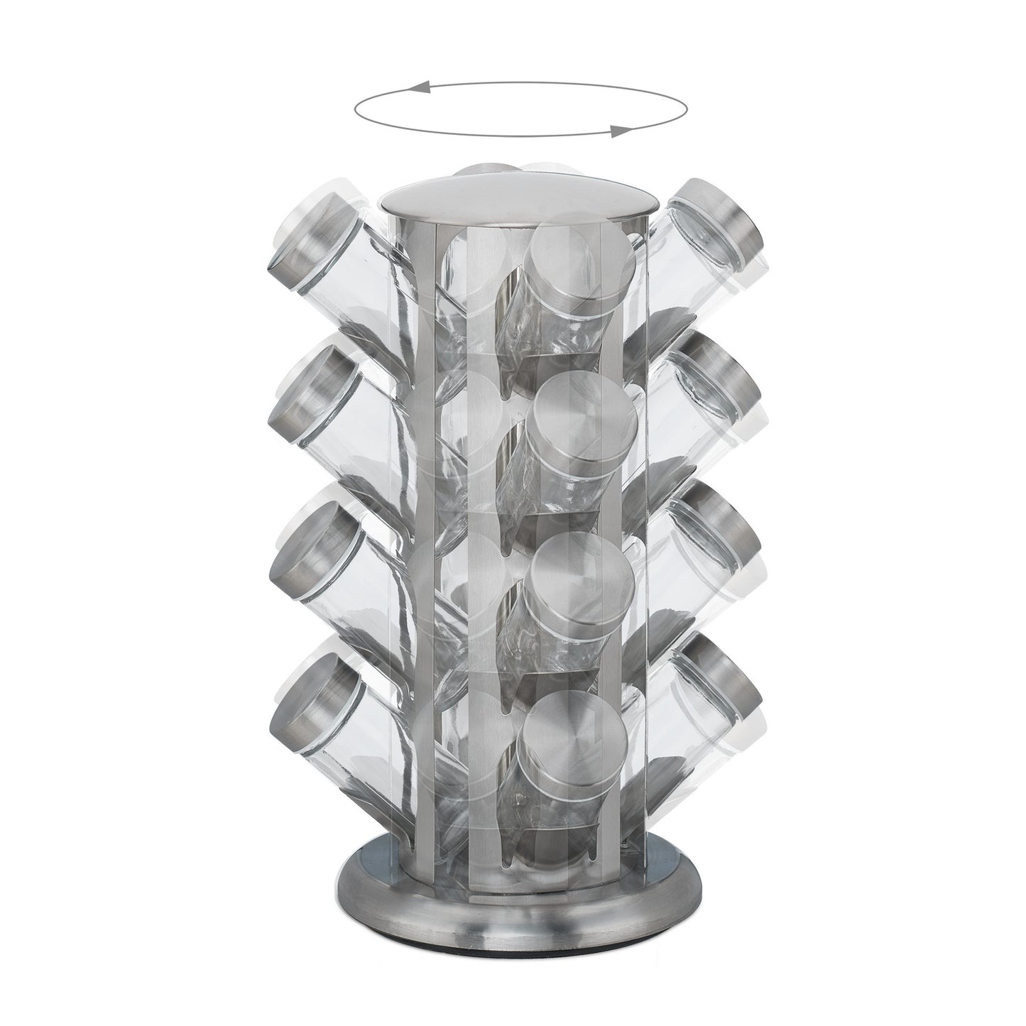 Rotating spice rack with 16 spice jars