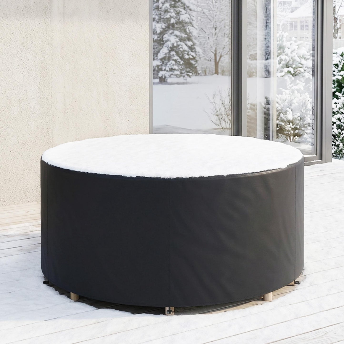 Round Garden Furniture Cover, Waterproof, 420D Oxford, Black
