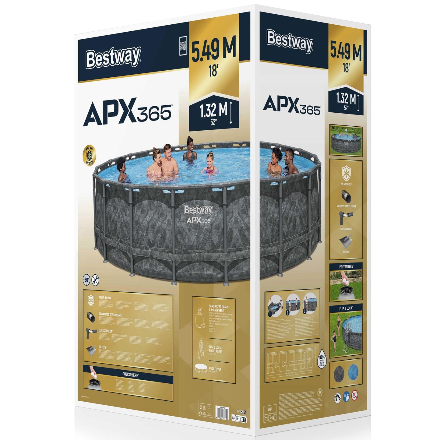 Round Pool Set 5.49m x 1.32m, Year-Round Use