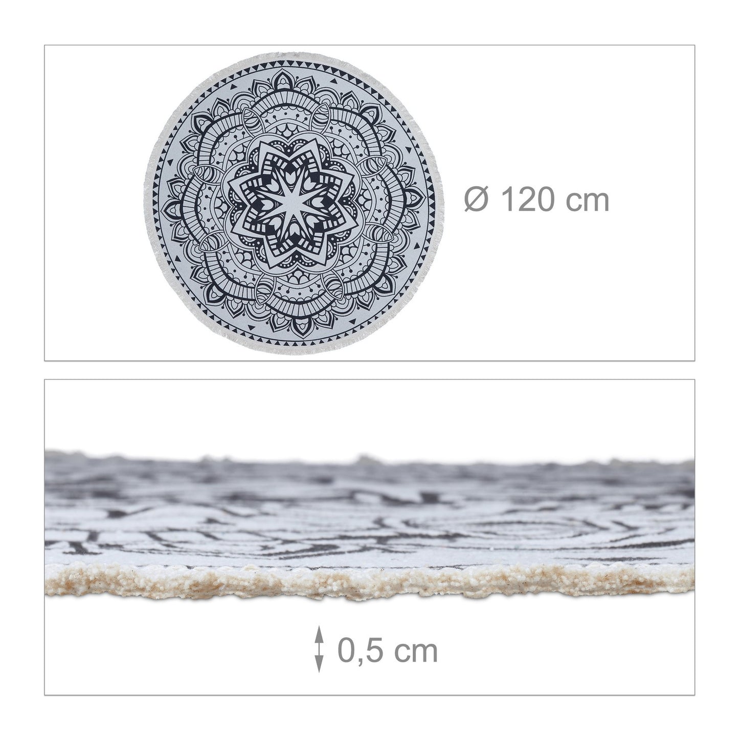 Round carpet with mandala design