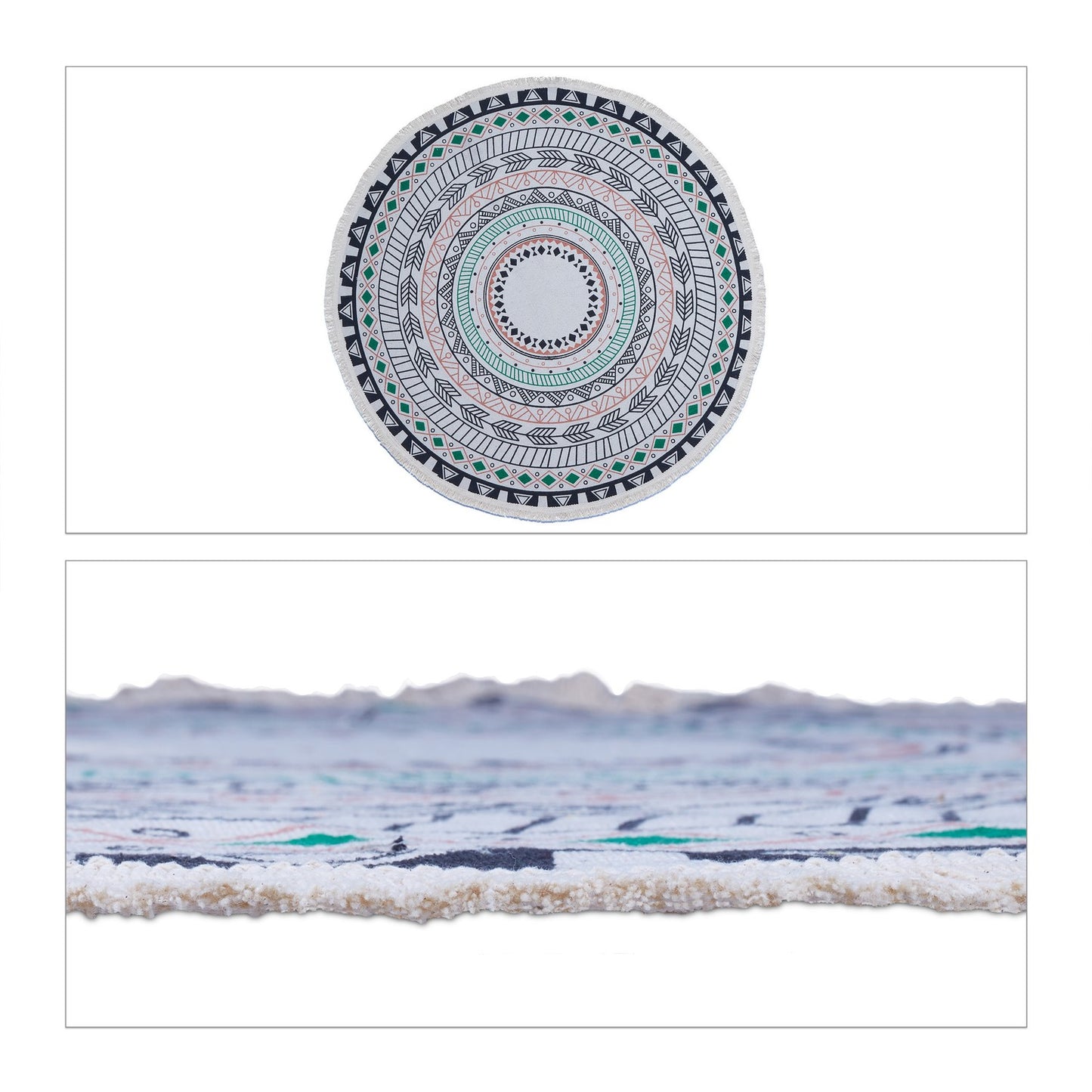 Round carpet with mandala design