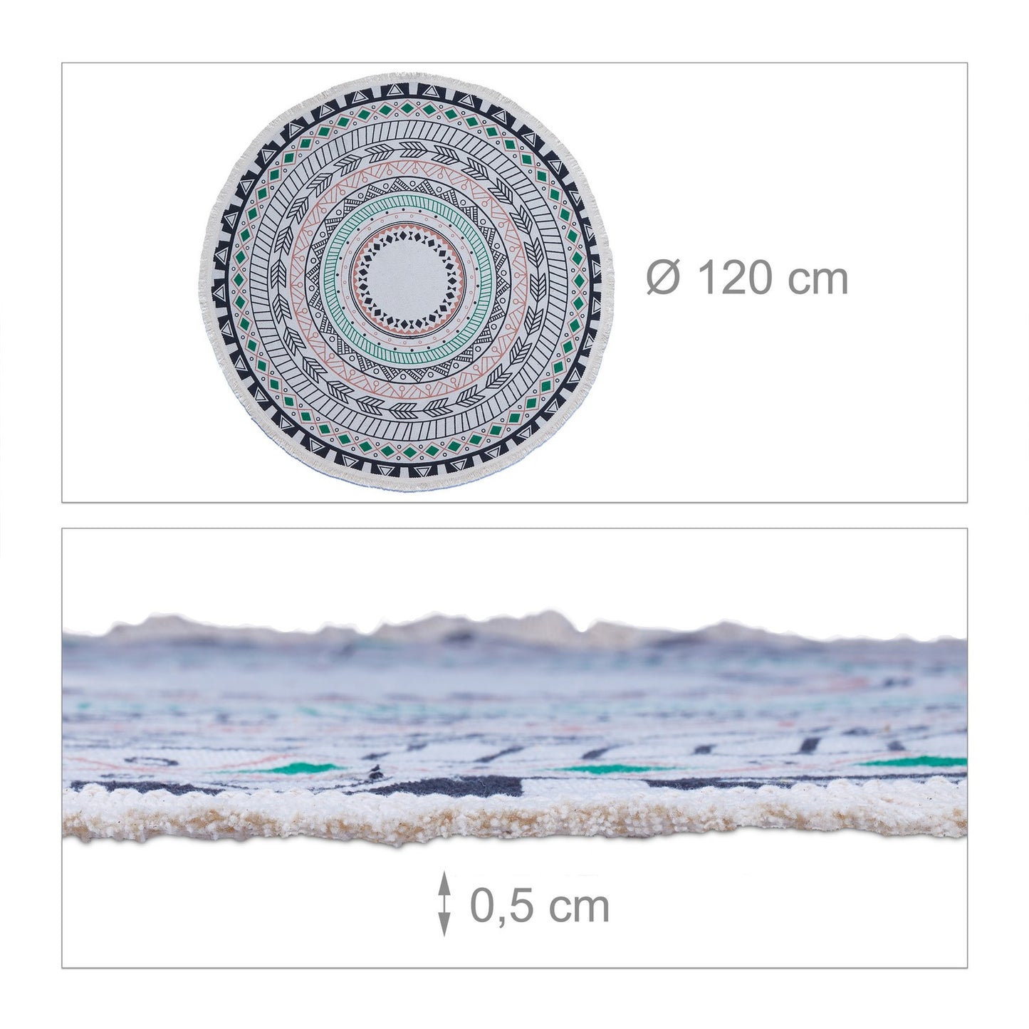Round carpet with mandala design