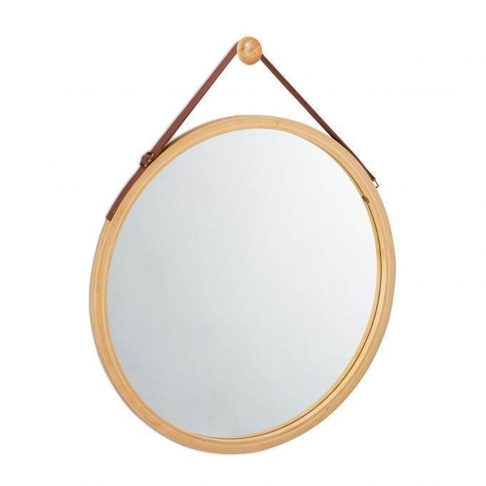 Round mirror with strap