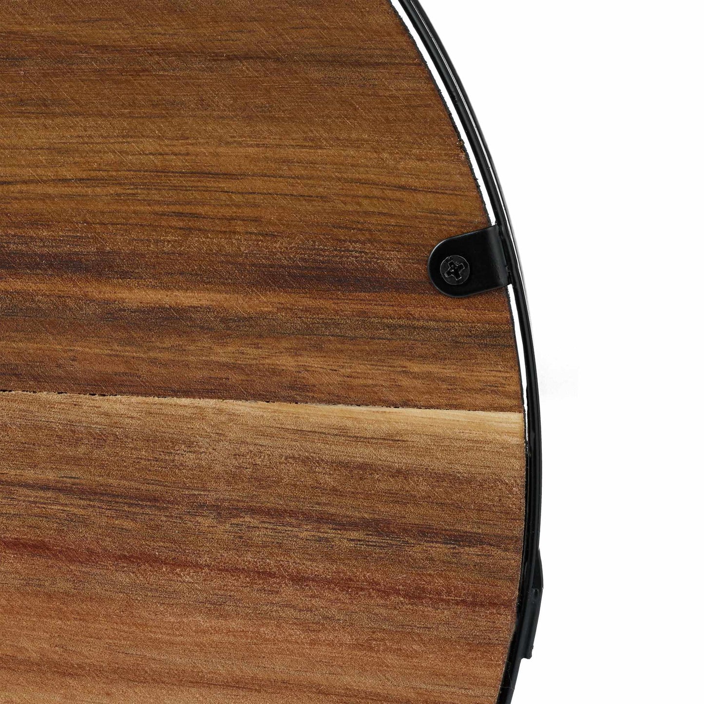 Round tray in wood and iron