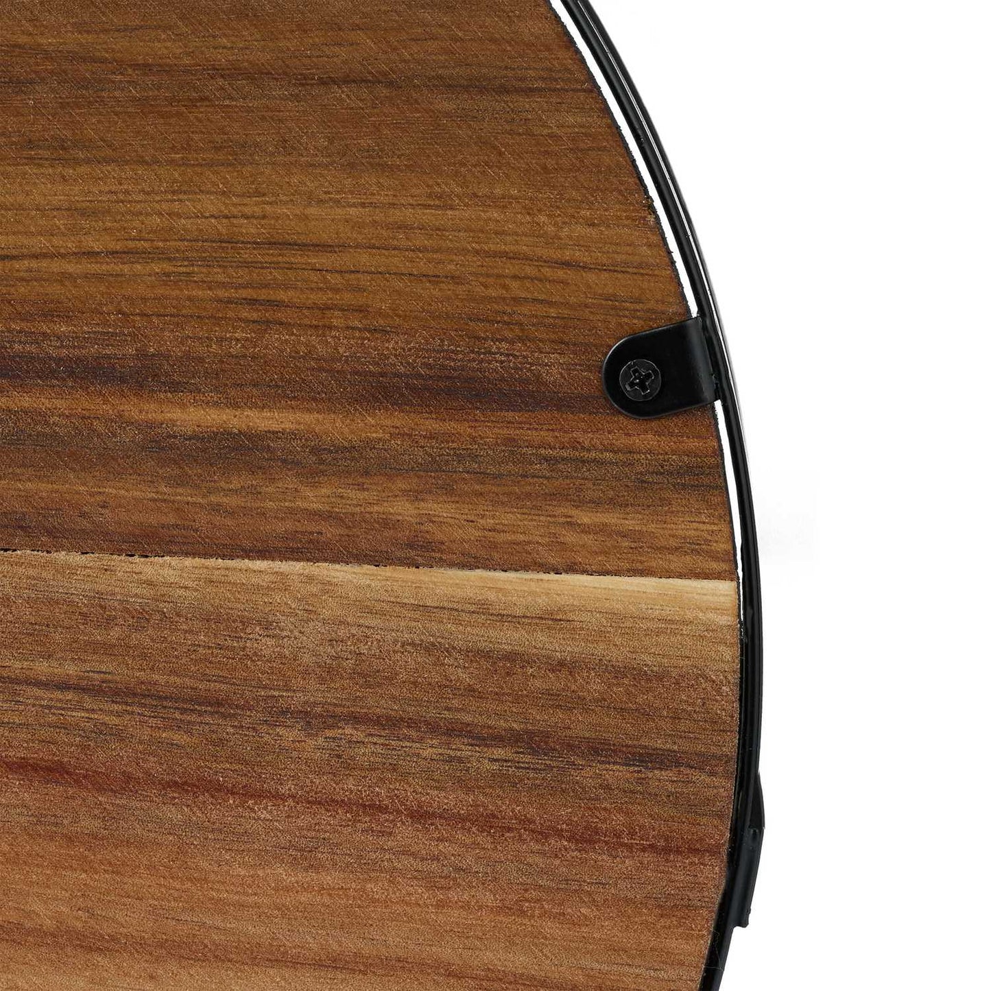 Round tray in wood and iron