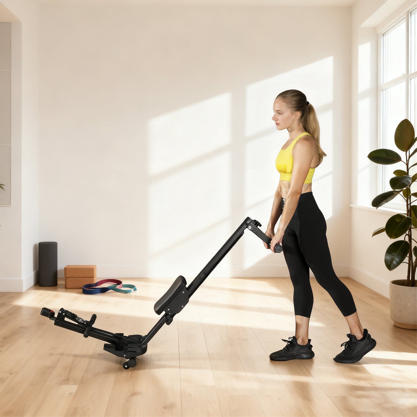 Rowing Machine for Home, LCD Monitor, 150 kg Capacity, Steel