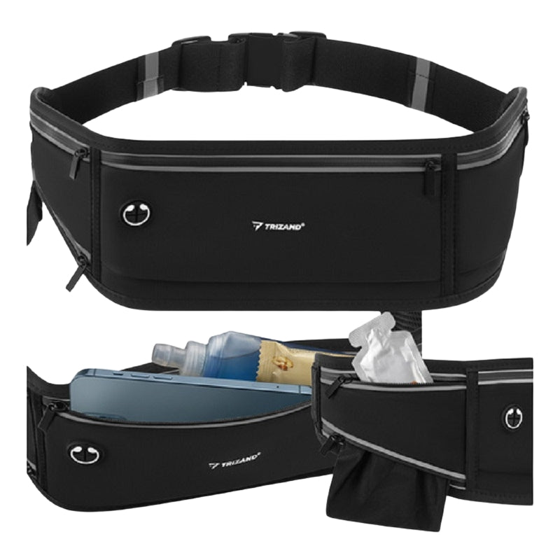 Running Waist Bag, Black, Fits Phones Up to 7 Inches