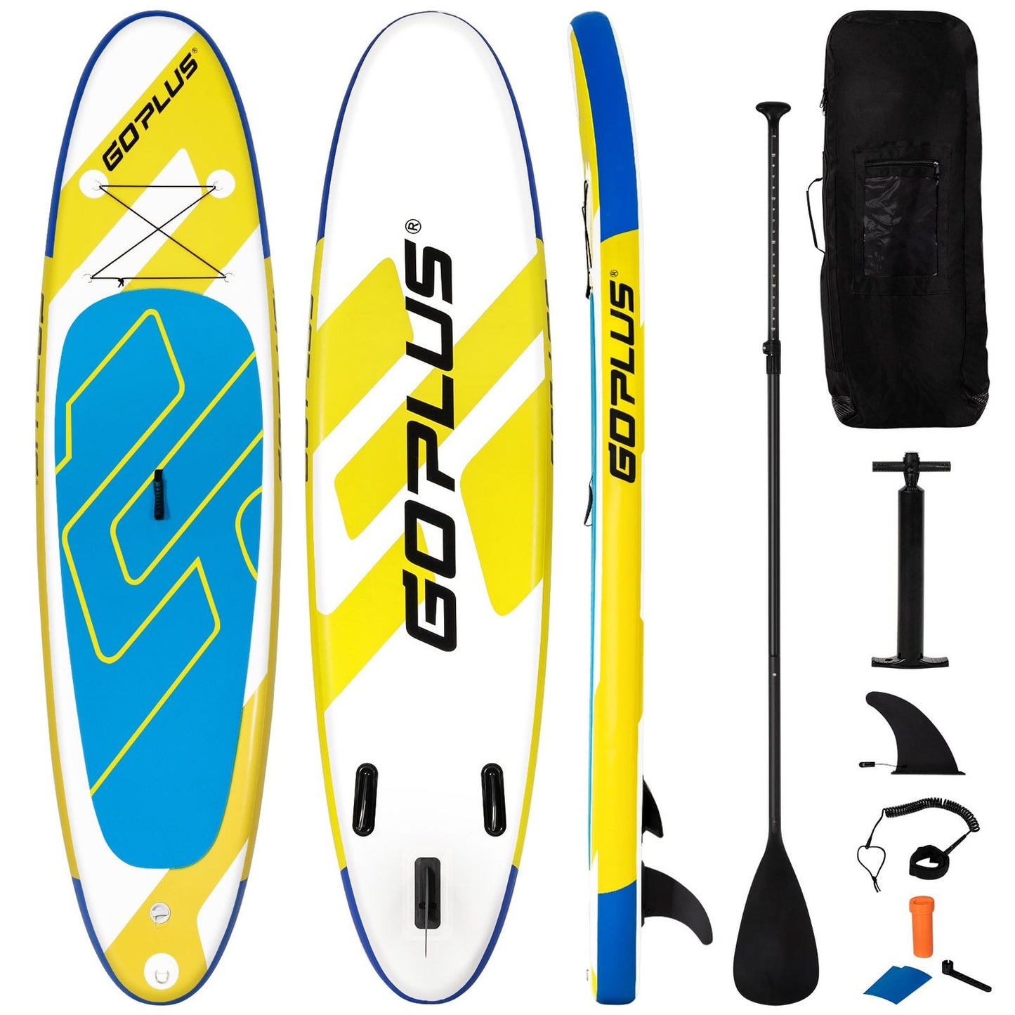 SUP Board Inflatable Stand Up Paddle Board Lightweight Board 335 x 76 x 15 cm Blue + Yellow + White