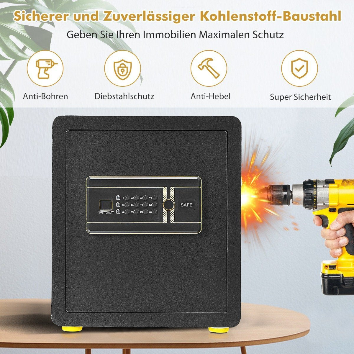 Safe Electronic Safe Cabinet with Digital Keyboard 45 L Safe Safe 36 x 31 x 41 cm Black