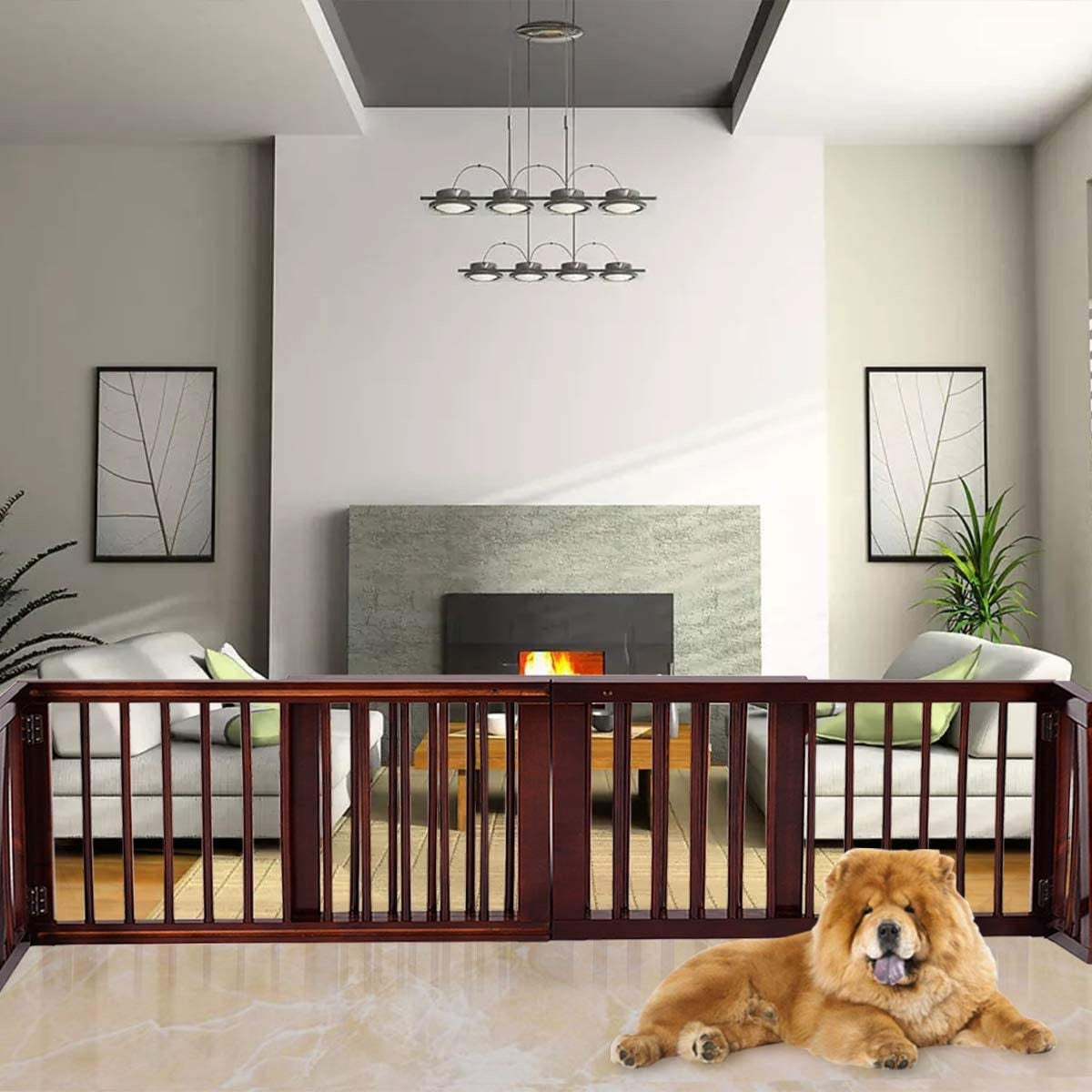 Safety Gate Freestanding 3 Panel Pet Fence 203 x 56 x 10 cm