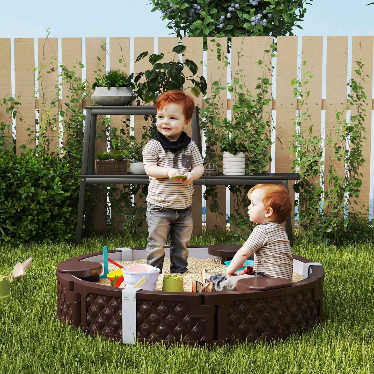 Sandbox with waterproof base and lid, for ages 1.5-5