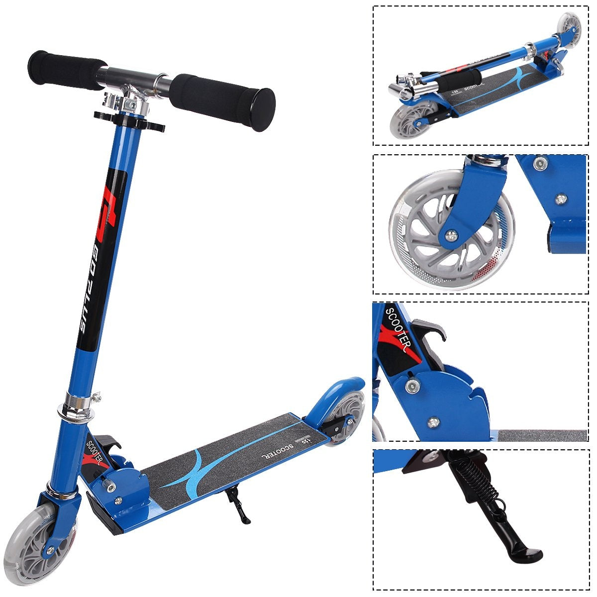 Scooter scooter kick scooter children's scooter city scooter foldable up to 70KG-blue