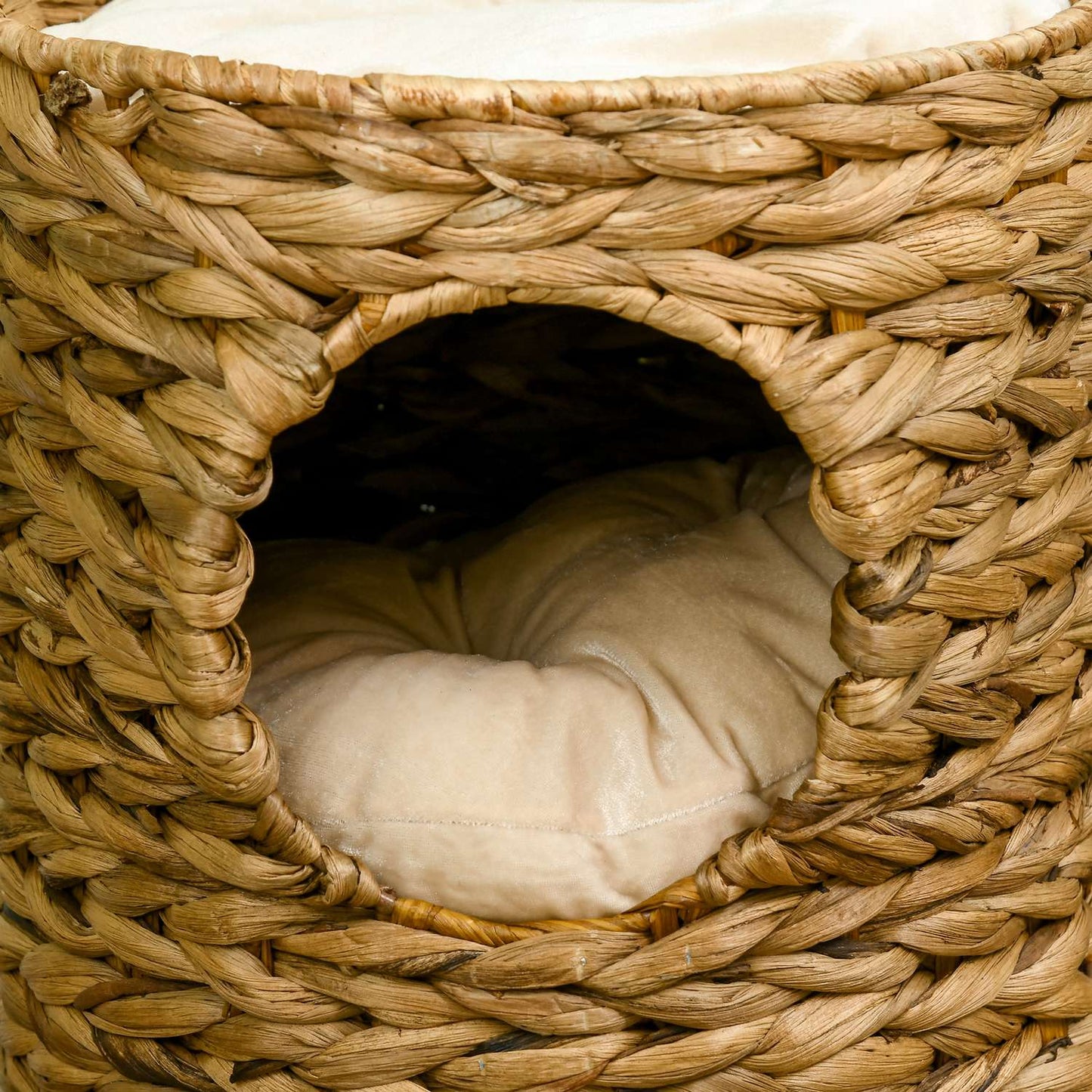 Cat tower with pillow, 2 levels, 47 cm, water hyacinth