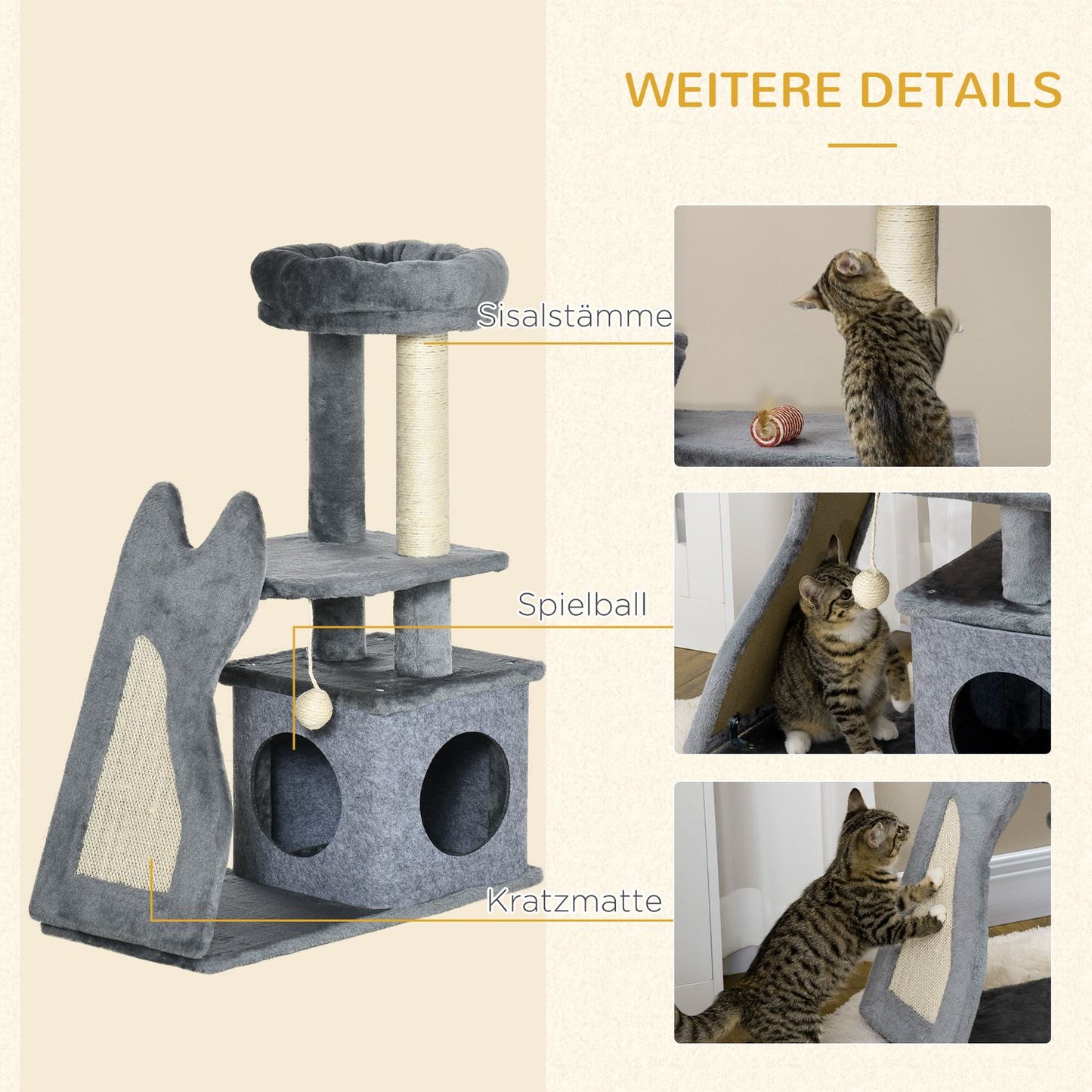 Cat Tree Tower with scratching post, platforms and ramp