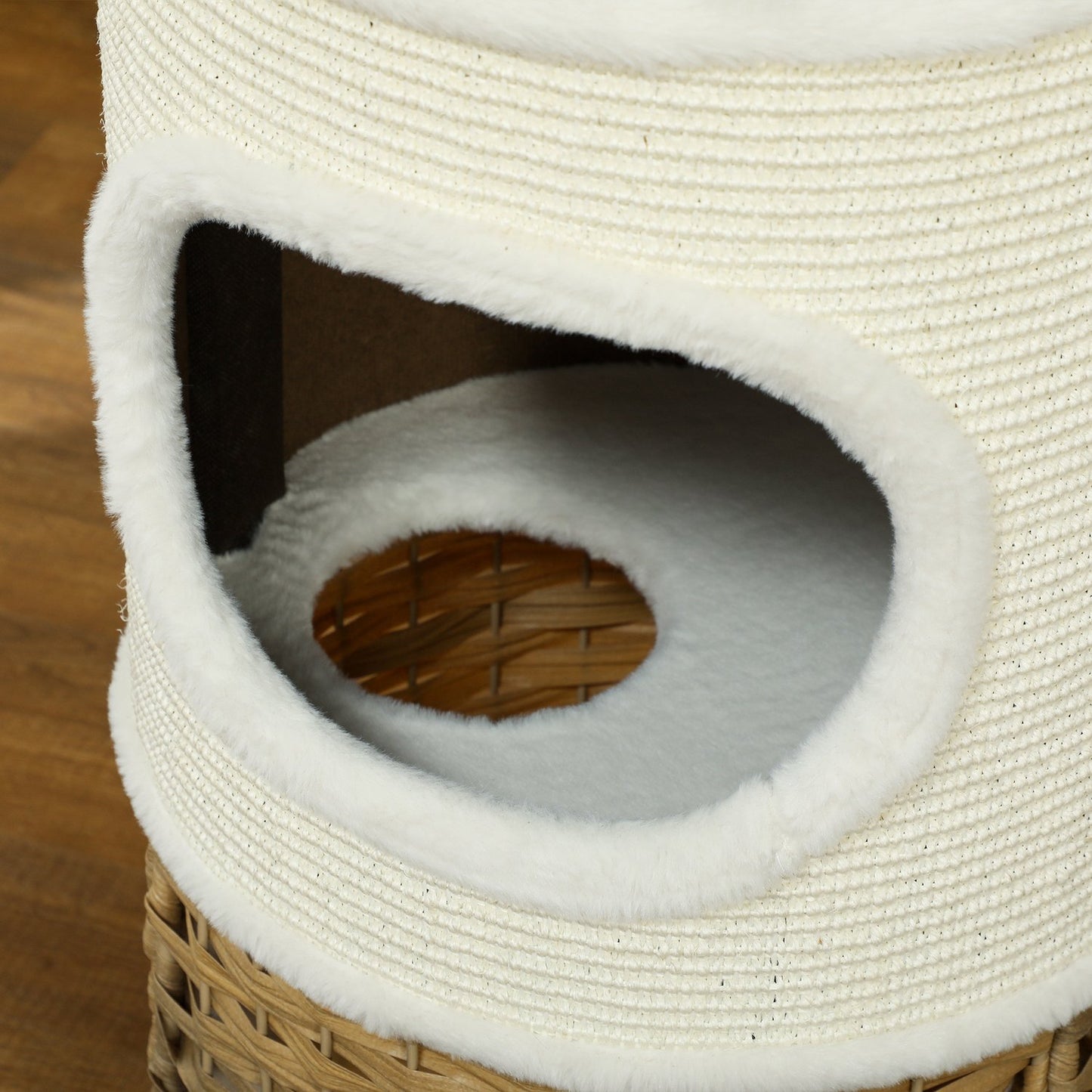 Three-Tier Cat Tree with Sisal Post, Cream White, 80 cm