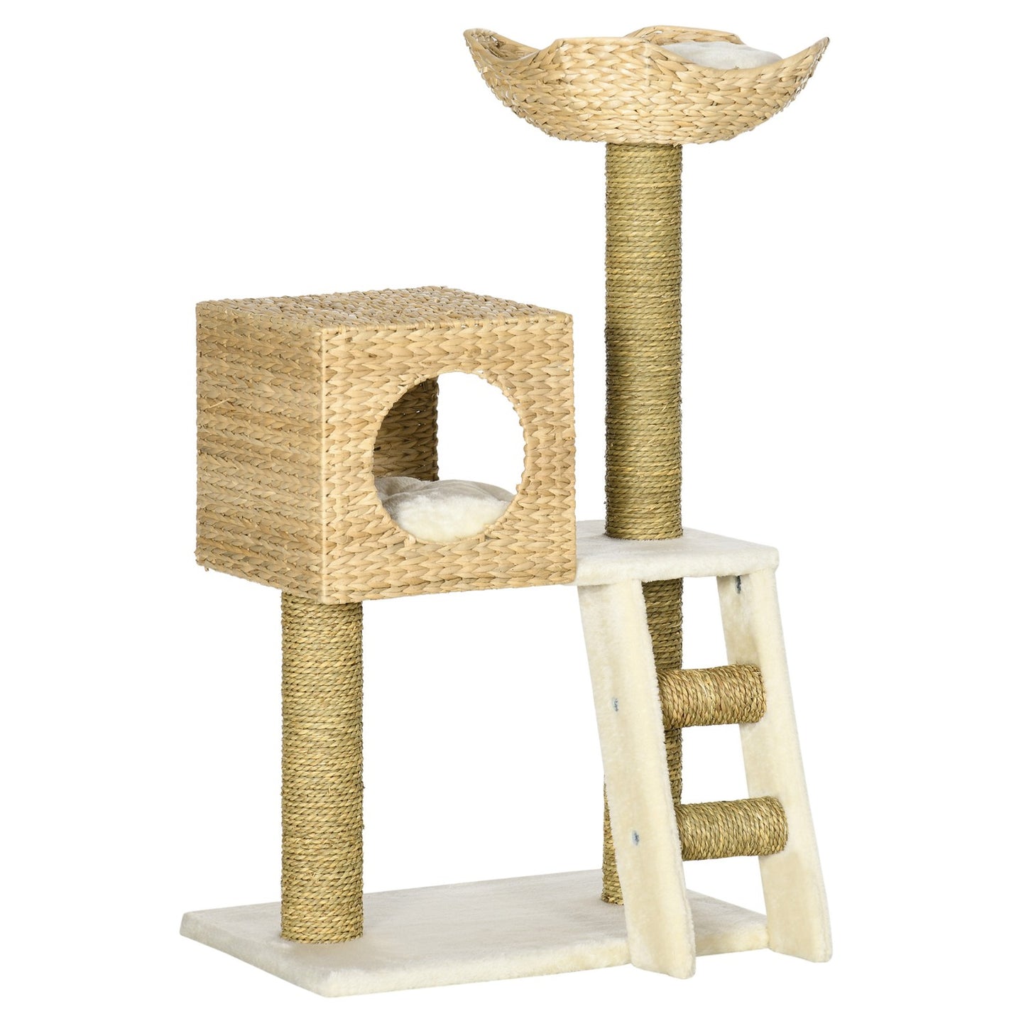 Cat tree with cave, bed, sisal poles and stairs