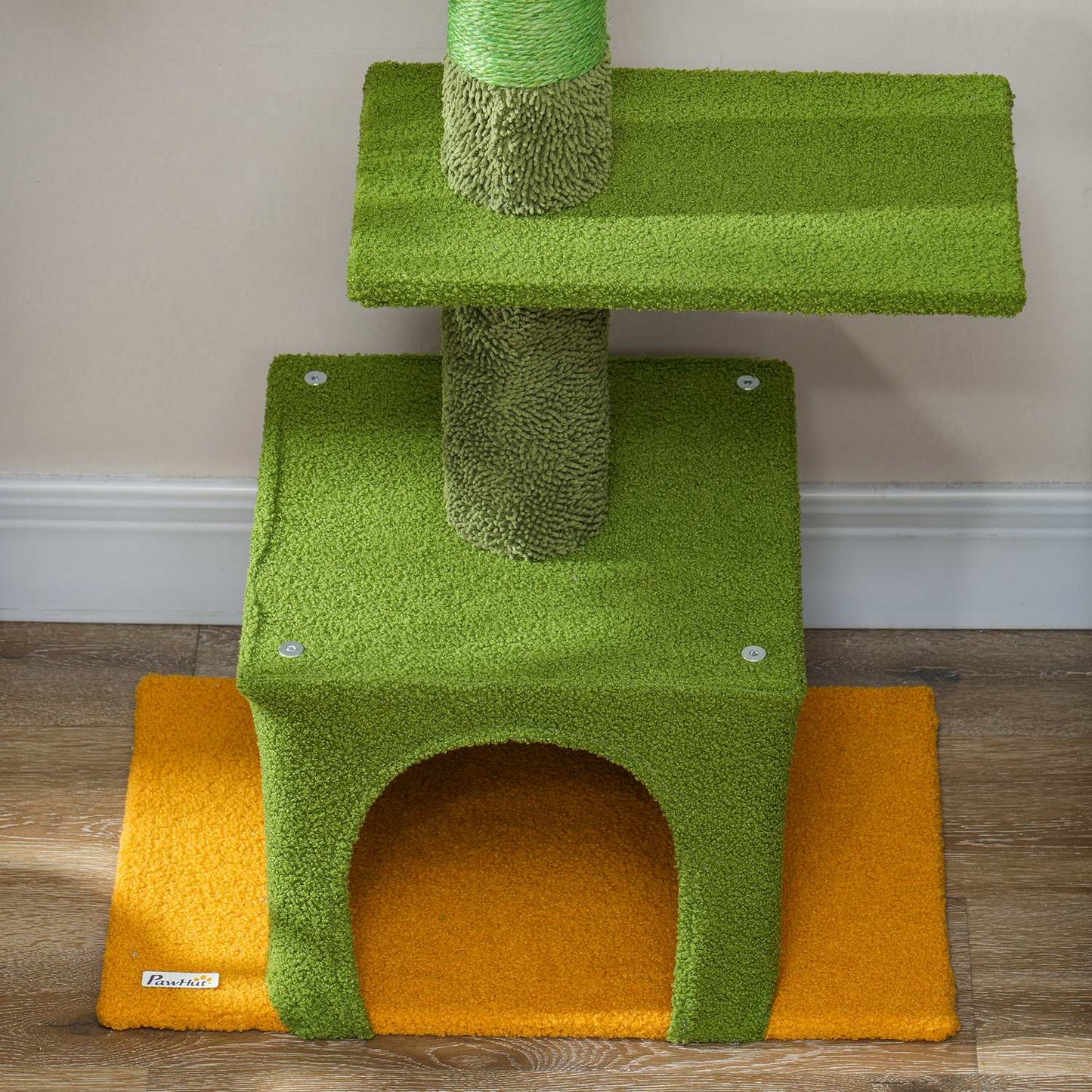 Cat tree 230-275 cm with cave and play ball - Green