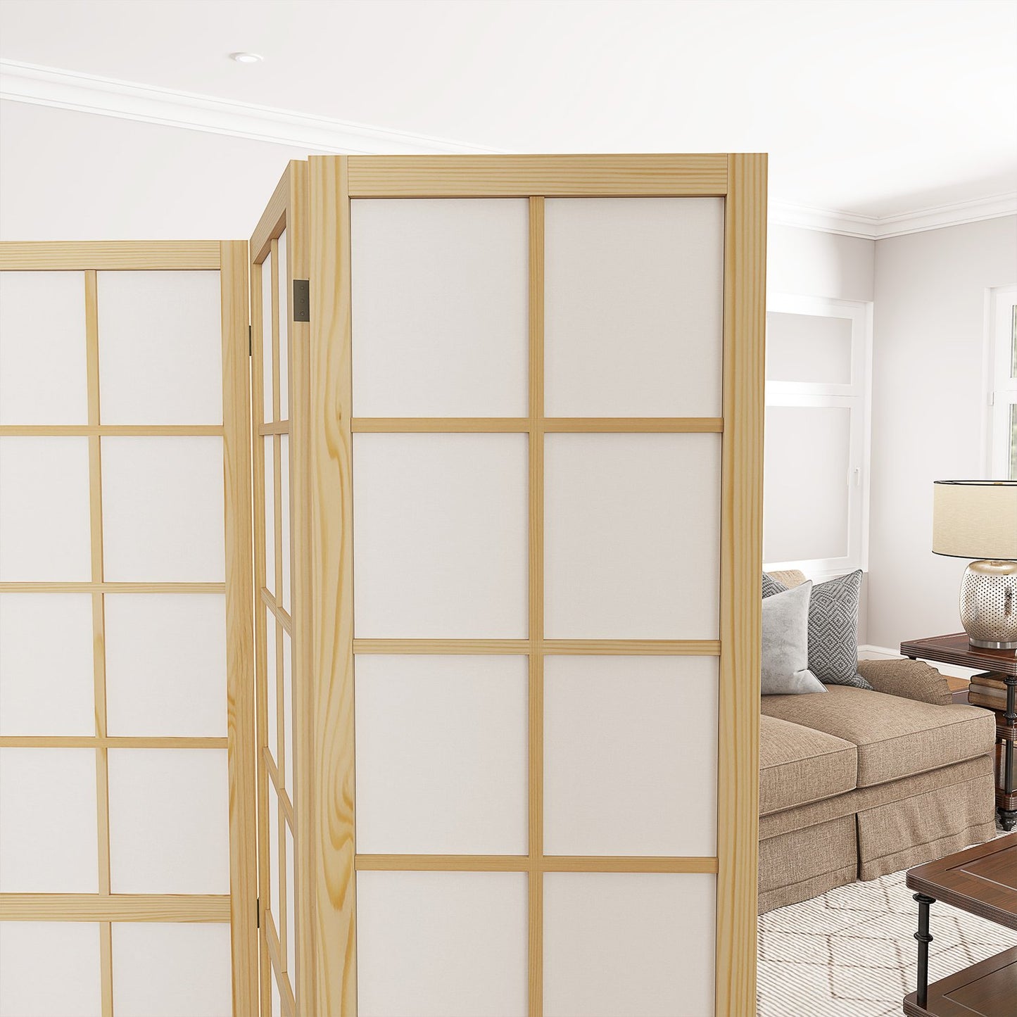 Foldable Room Divider Privacy Screen, Natural - 160x170 cm