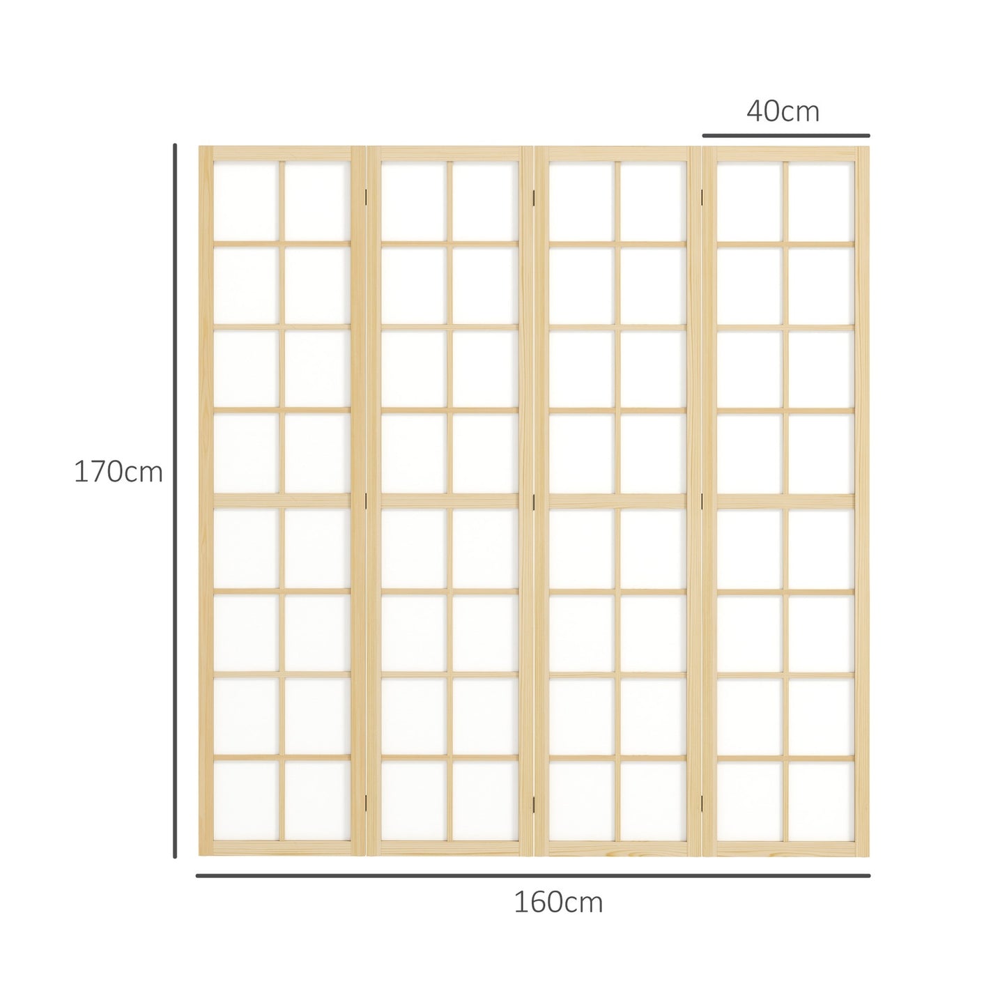 Foldable Room Divider Privacy Screen, Natural - 160x170 cm