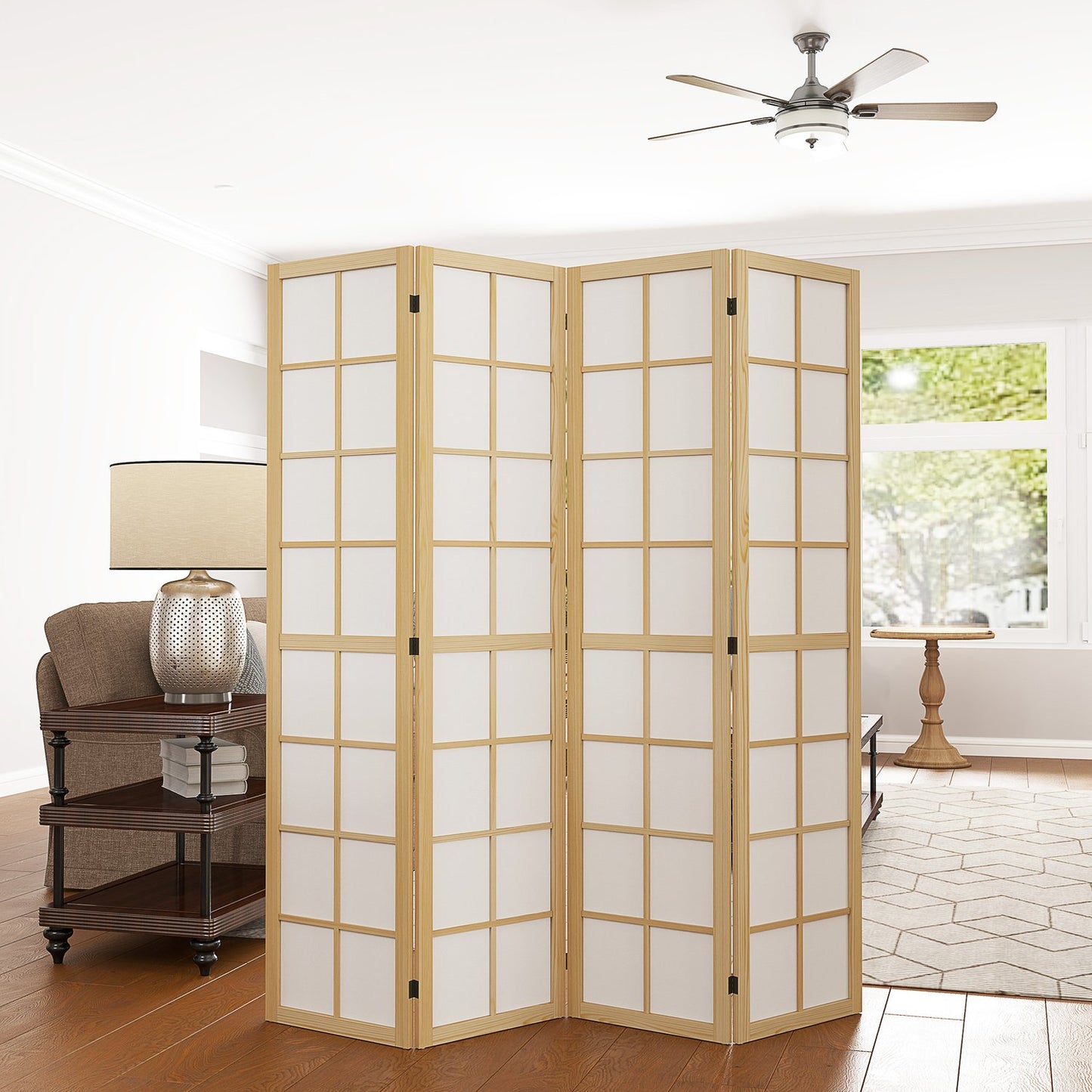 Foldable Room Divider Privacy Screen, Natural - 160x170 cm