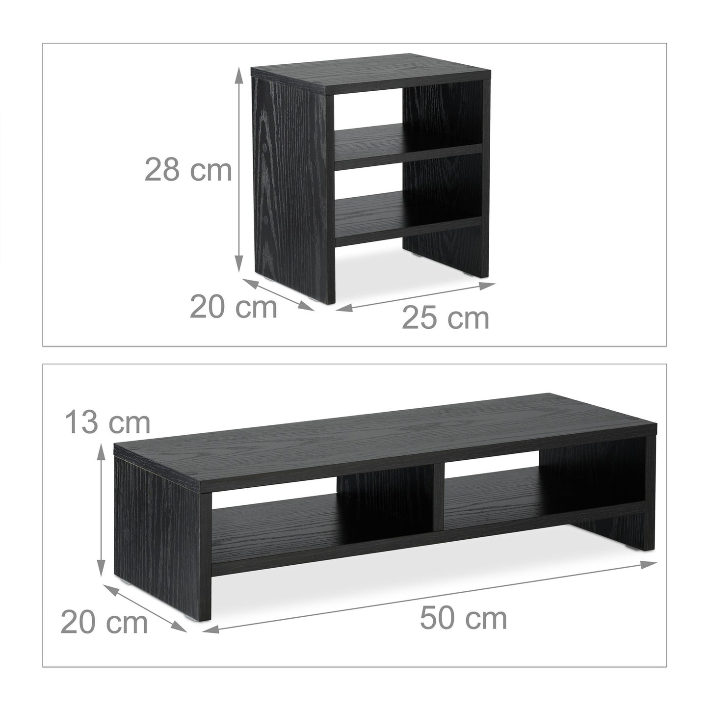 Screen stand with shelves