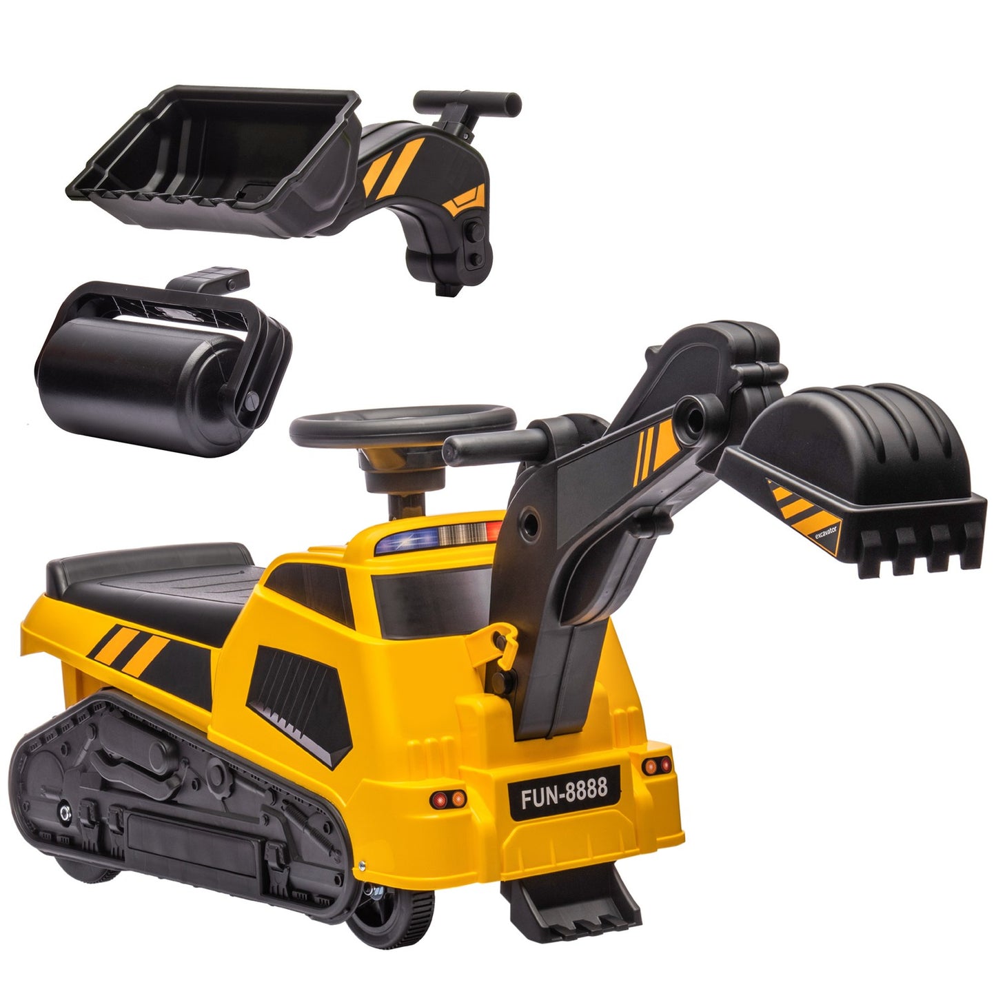3-in-1 rolling excavator toy with music for ages 1.5-4
