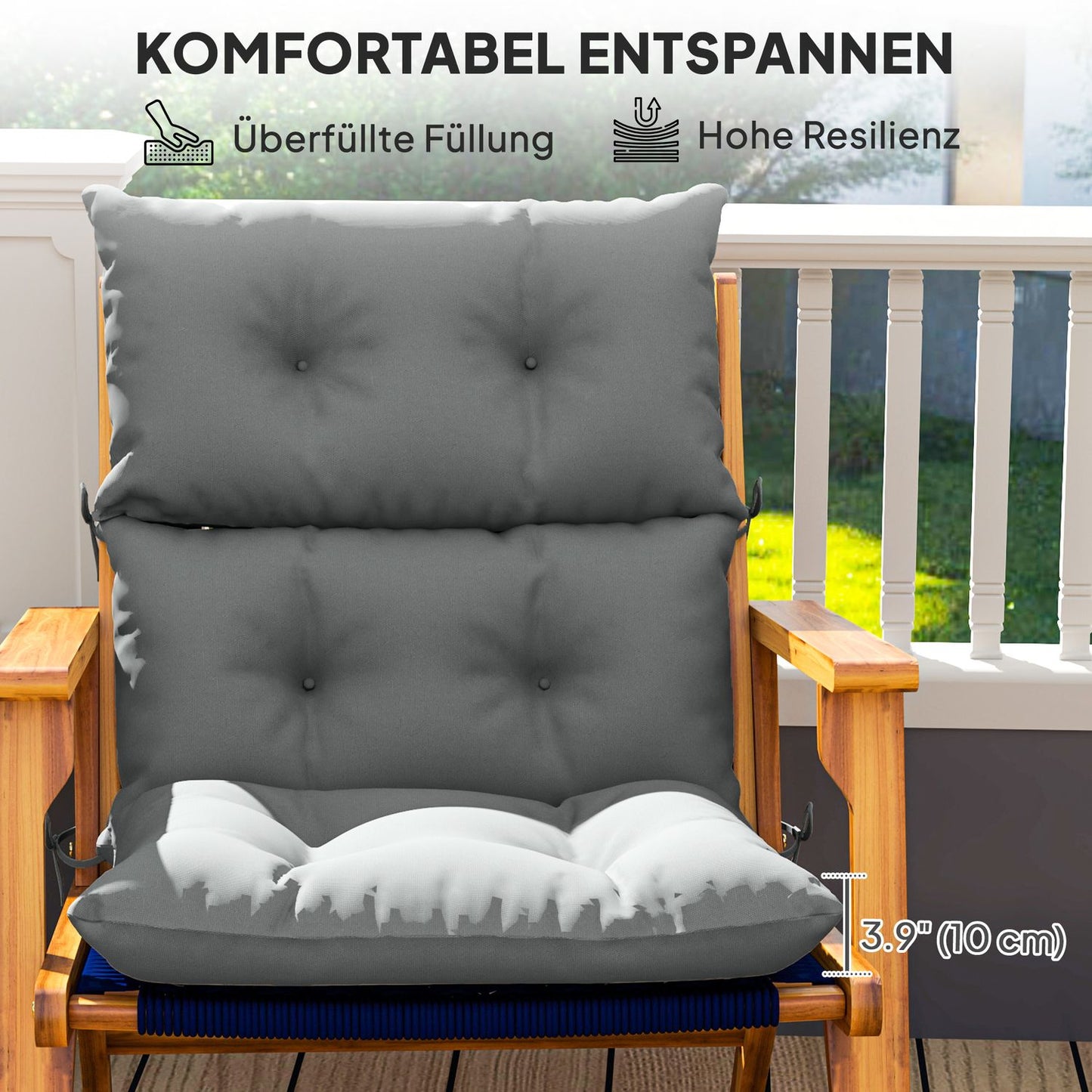 Seat cushion 115x56 cm, Water-repellent, Light grey